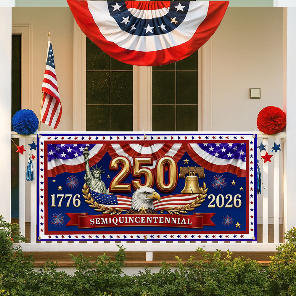 250th Semiquincentennial USA Fence Banner 1776 2026 Patriotic outdoor Flag