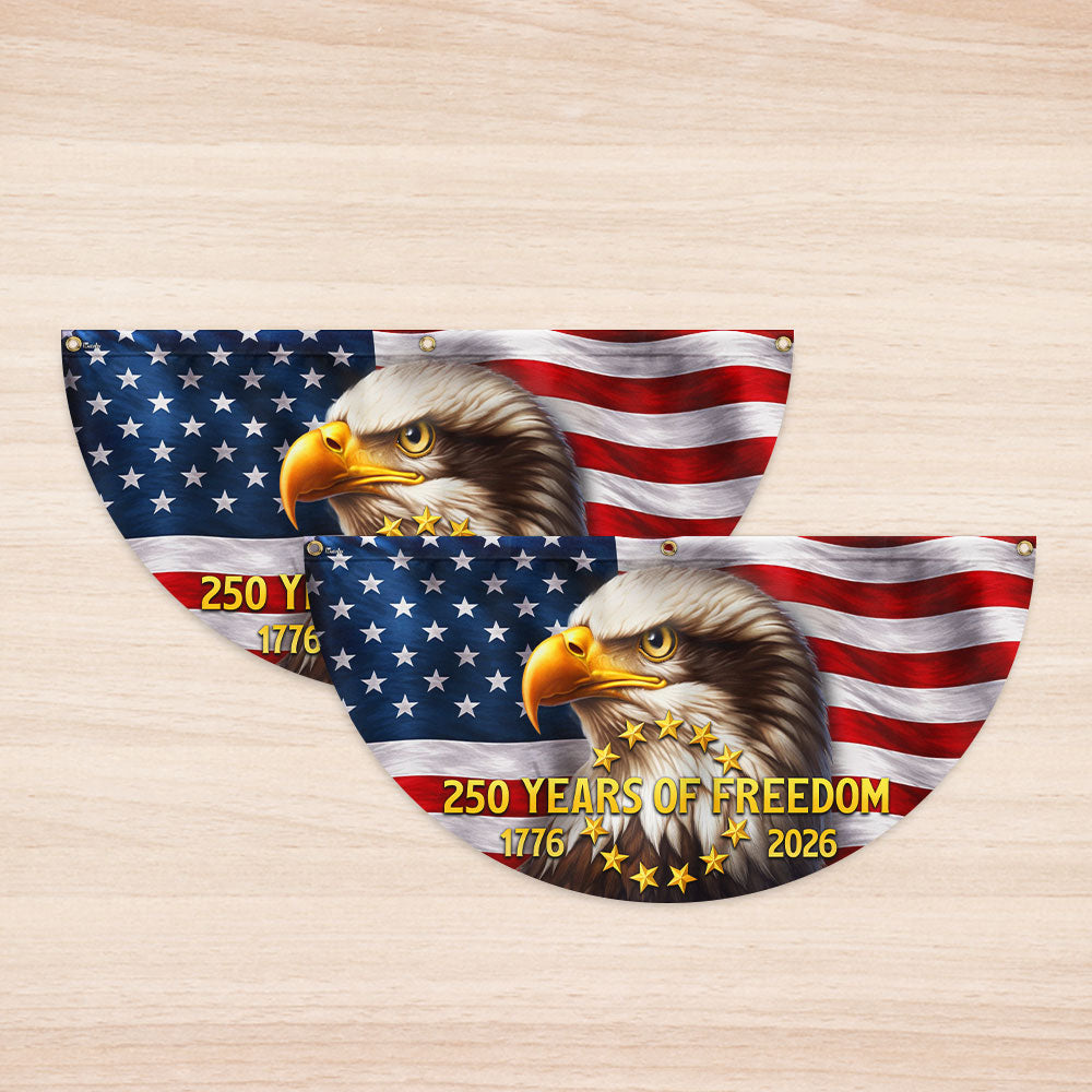 250 Years American Fan Flag, Patriotic Bald Eagle 1776 2026 We the People