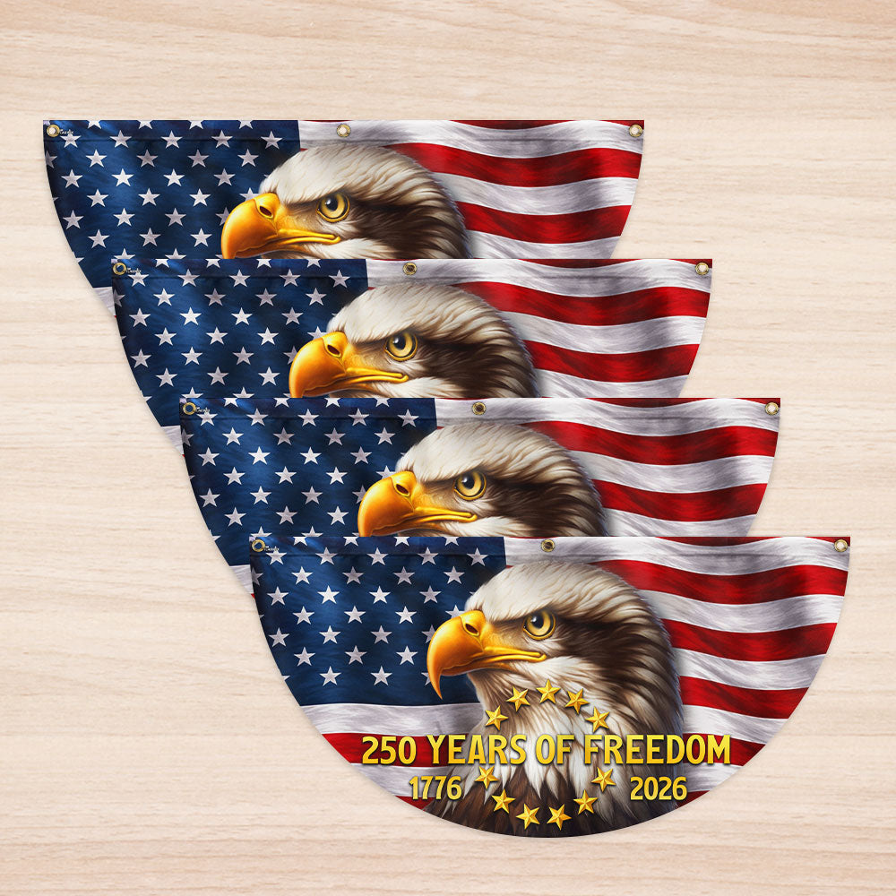 250 Years American Fan Flag, Patriotic Bald Eagle 1776 2026 We the People
