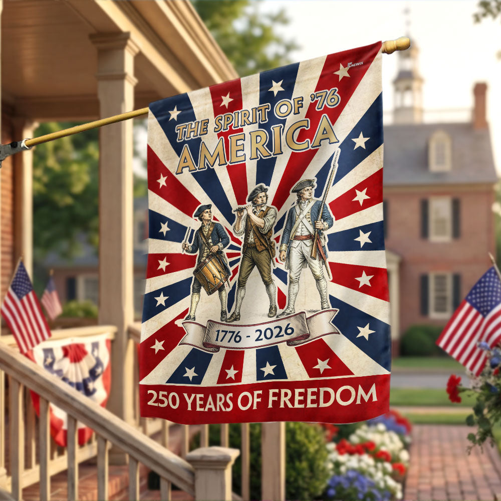 The Spirit of '76 American Revolution Garden Flag, 250 Years 1776 2026 Flag Decor