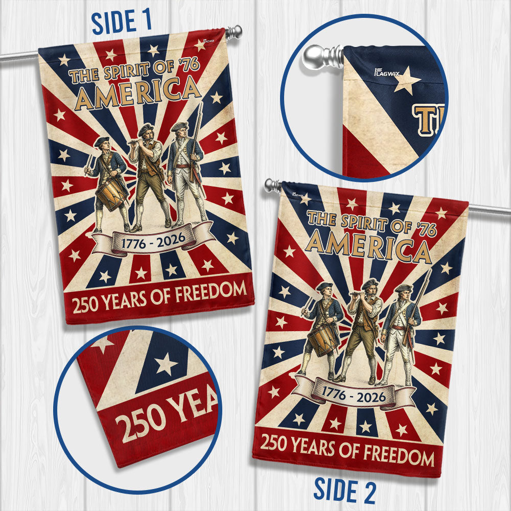 The Spirit of '76 American Revolution Garden Flag, 250 Years 1776 2026 Flag Decor