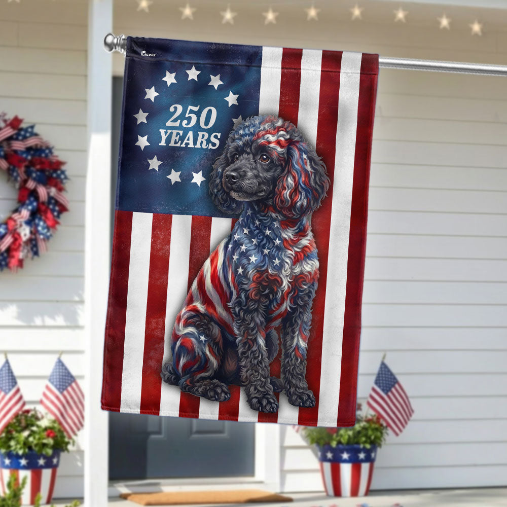 Patriotic Poodle Garden Flag, 250 Years 1776 2026 Flag Decor for Dog Lovers