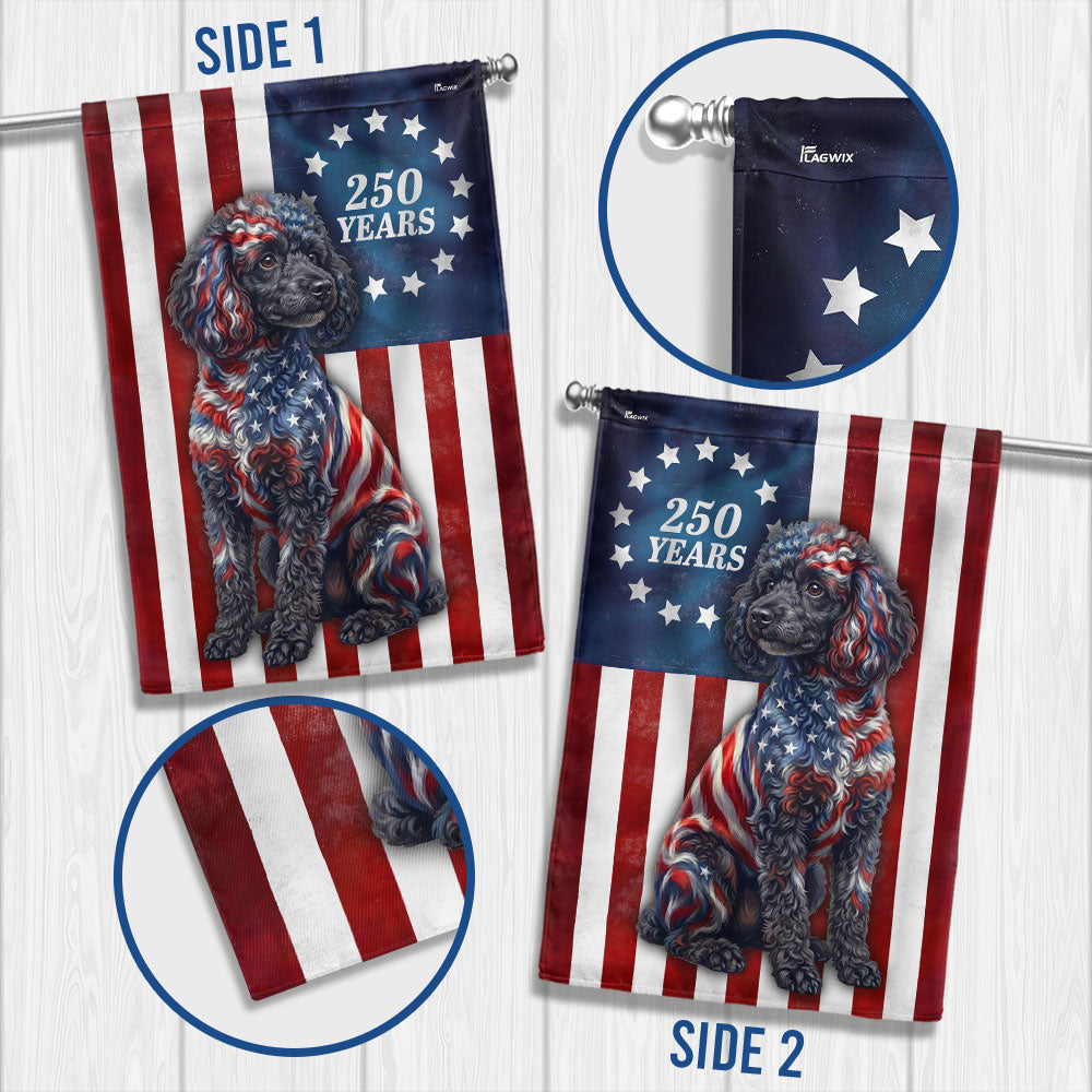Patriotic Poodle Garden Flag, 250 Years 1776 2026 Flag Decor for Dog Lovers