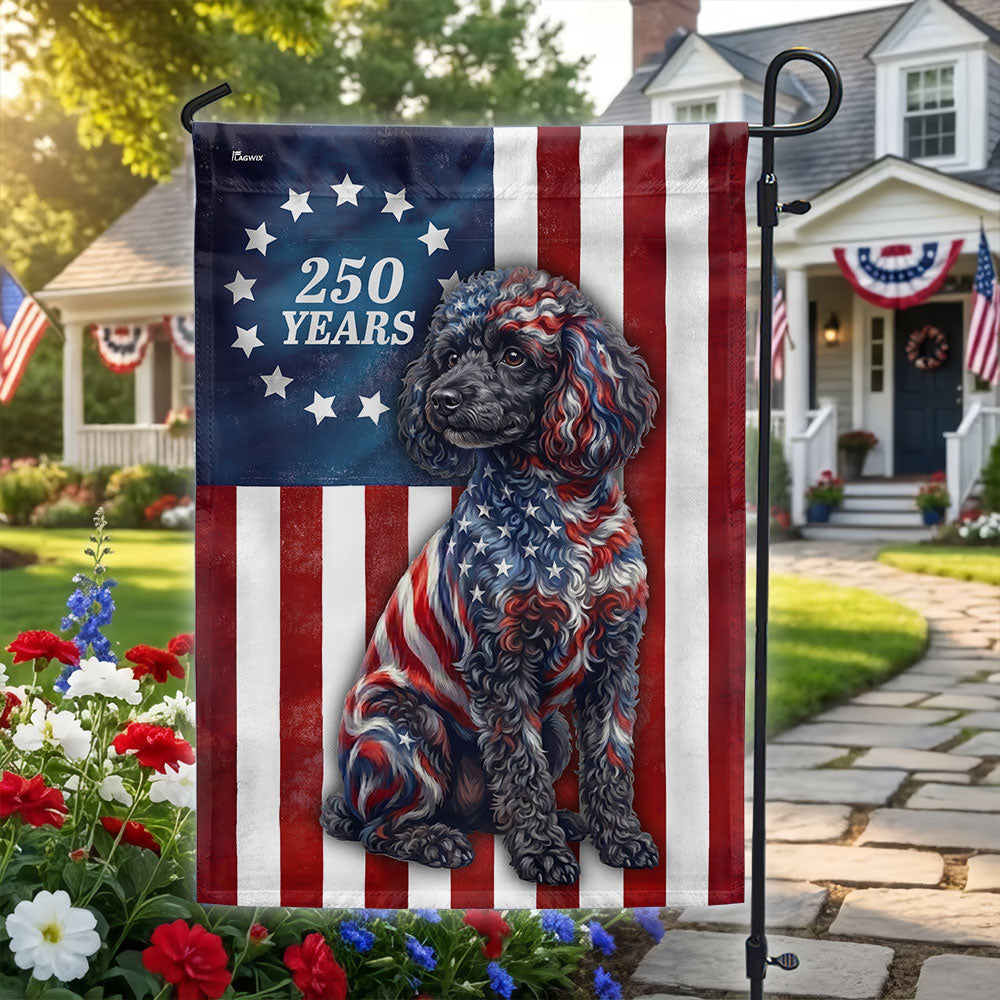 Patriotic Poodle Garden Flag, 250 Years 1776 2026 Flag Decor for Dog Lovers