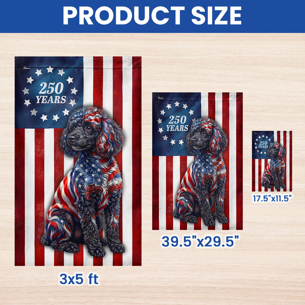 Patriotic Poodle Garden Flag, 250 Years 1776 2026 Flag Decor for Dog Lovers