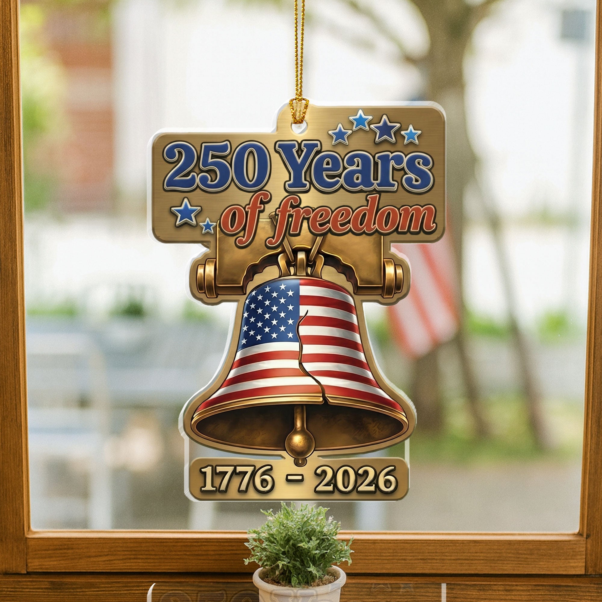 250 years of Freedom Patriotic Ornament, 1776-2026 Liberty Bell Patriotic Hanging Decor