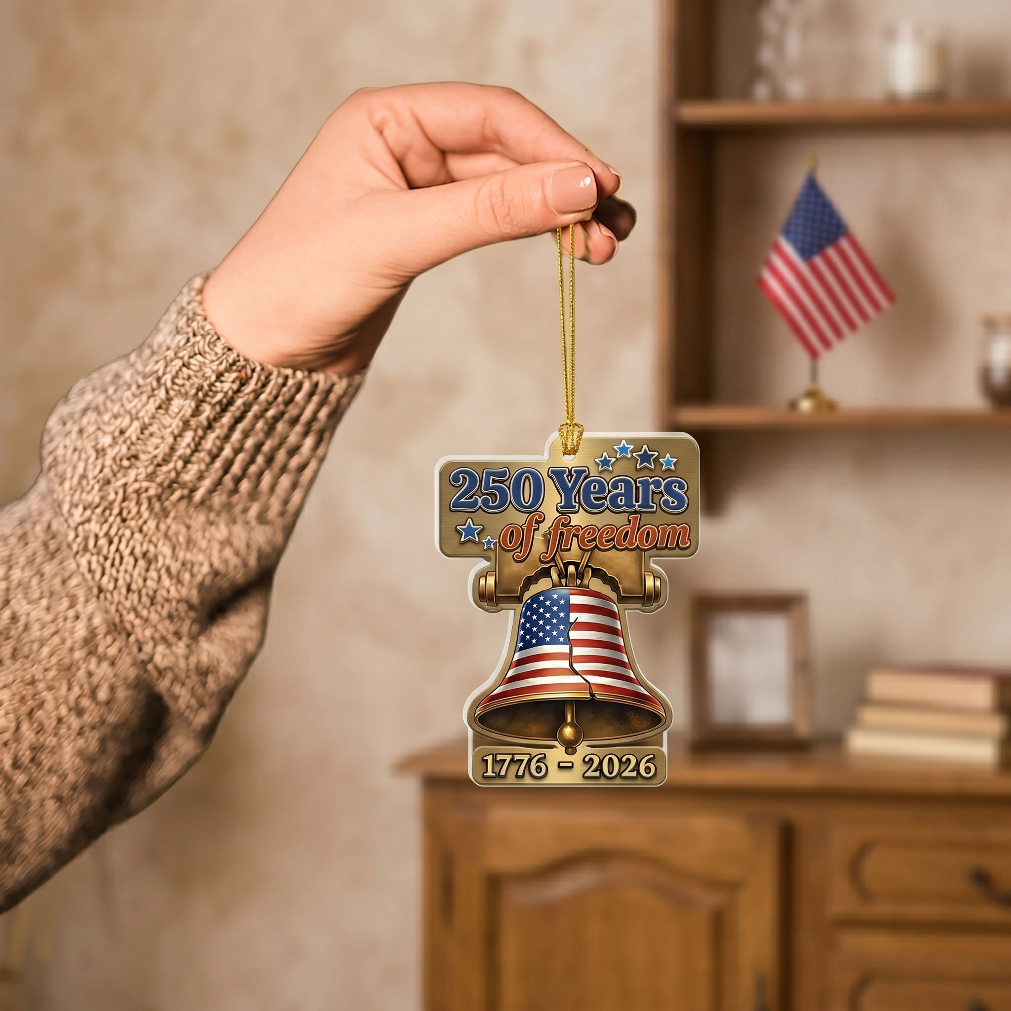 250 years of Freedom Patriotic Ornament, 1776-2026 Liberty Bell Patriotic Hanging Decor