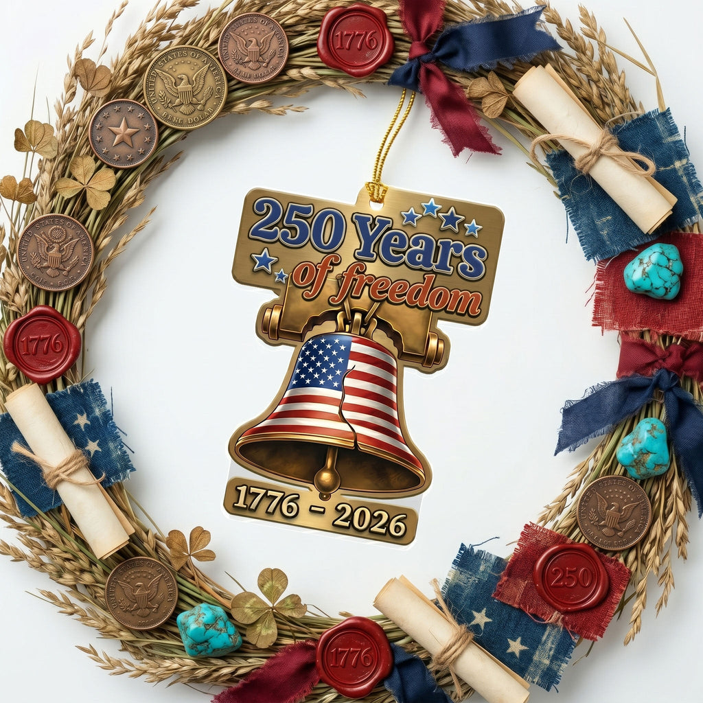 250 years of Freedom Patriotic Ornament, 1776-2026 Liberty Bell Patriotic Hanging Decor