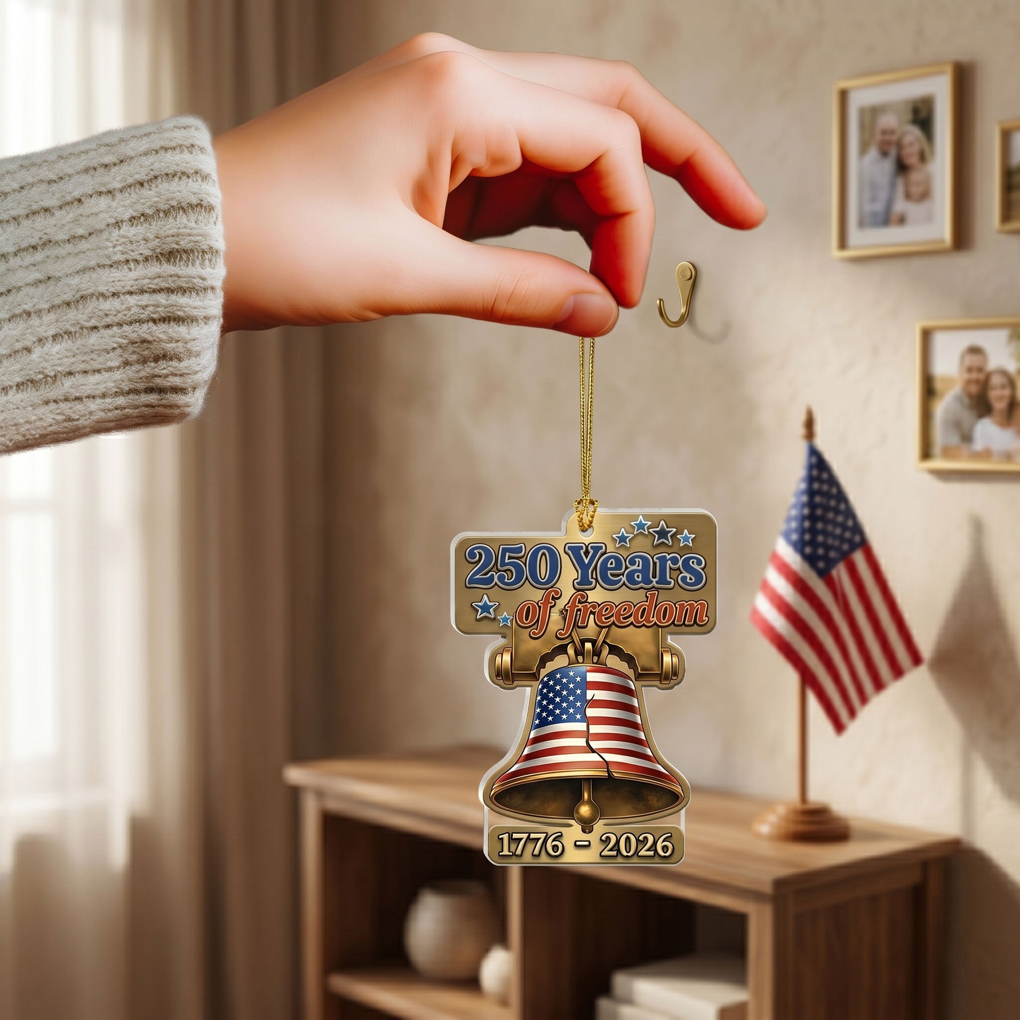 250 years of Freedom Patriotic Ornament, 1776-2026 Liberty Bell Patriotic Hanging Decor