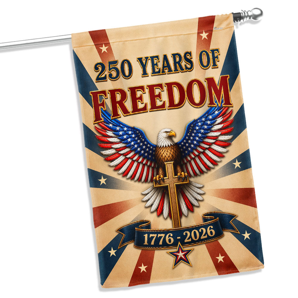 250 Years Christian American Garden Flag, Patriotic Eagle Cross 1776 2026 Flag Decor
