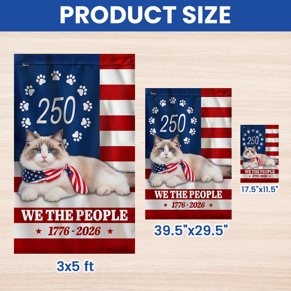 250 Years Ragdoll Cat Garden Flag, 1776 2026 Flag Decor for Cat Lovers