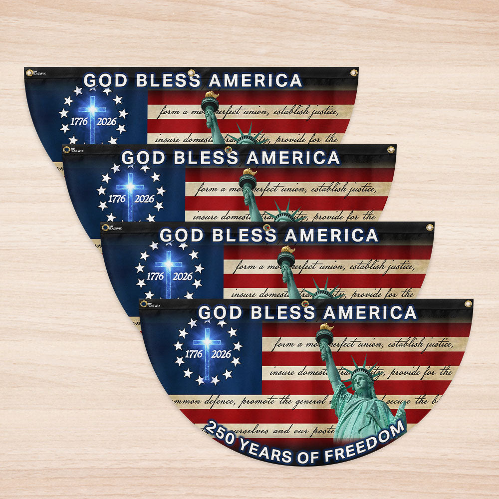 Patriotic 250 Years Flag, God Bless America 1776 2026 American Fan Flag