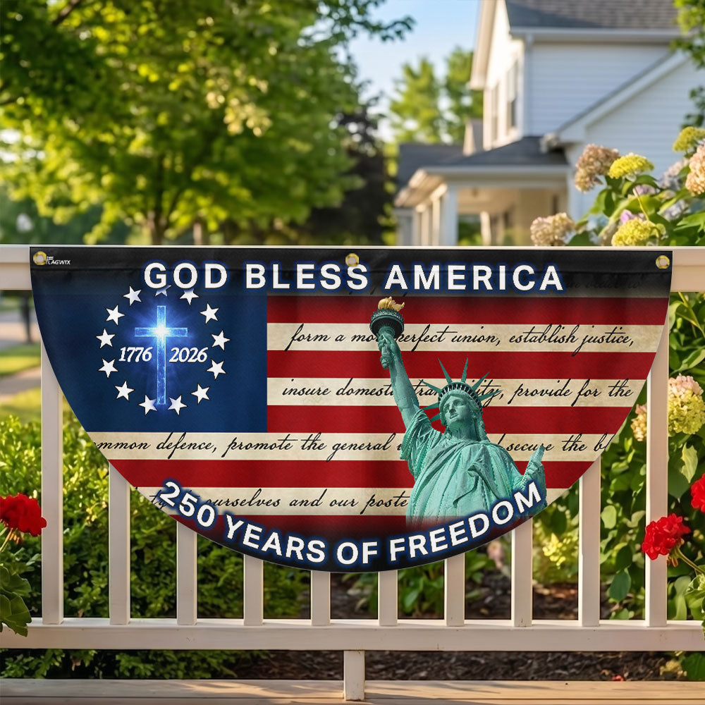 Patriotic 250 Years Flag, God Bless America 1776 2026 American Fan Flag