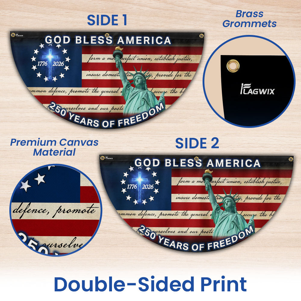 Patriotic 250 Years Flag, God Bless America 1776 2026 American Fan Flag