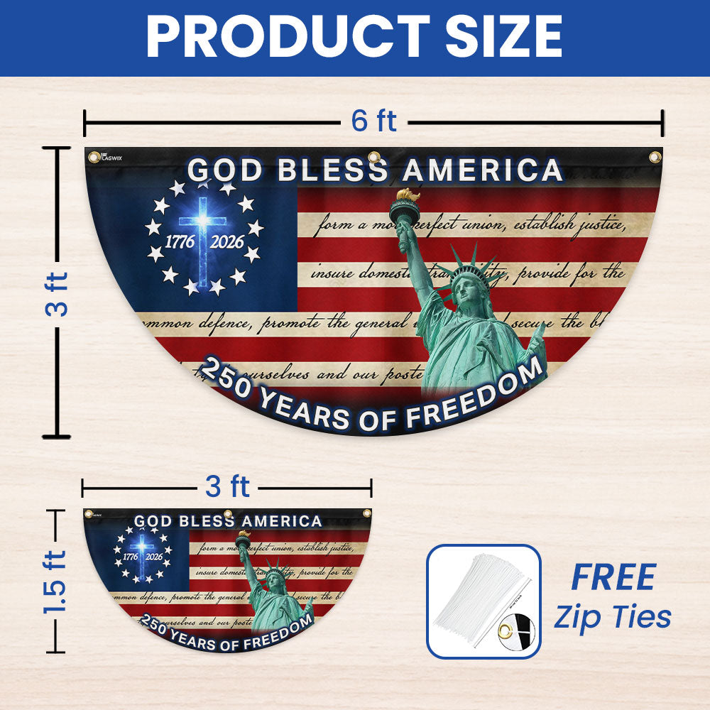 Patriotic 250 Years Flag, God Bless America 1776 2026 American Fan Flag