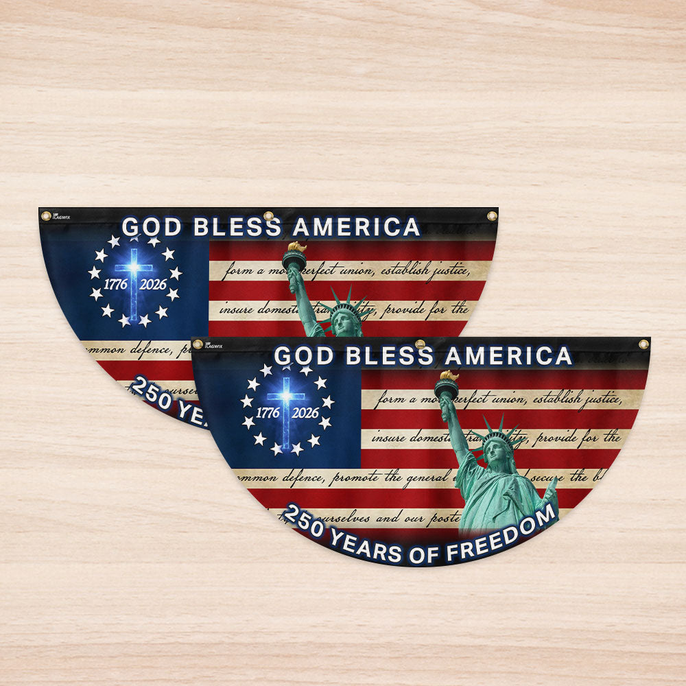 Patriotic 250 Years Flag, God Bless America 1776 2026 American Fan Flag