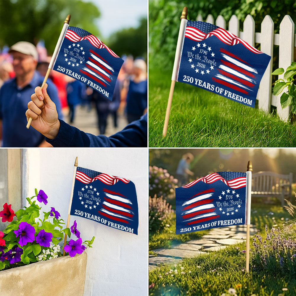 We The People 250 Years Handheld Flag for America Semiquincentennial 1776 2026