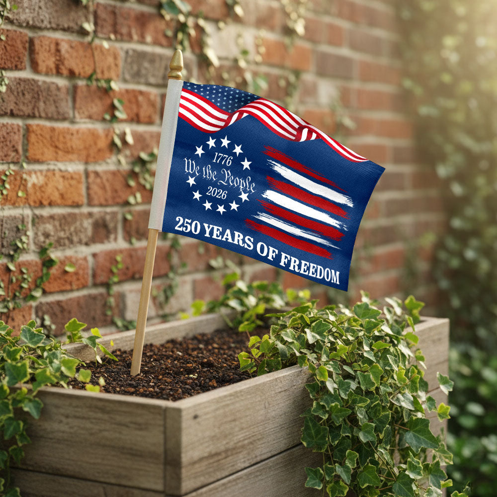 We The People 250 Years Handheld Flag for America Semiquincentennial 1776 2026