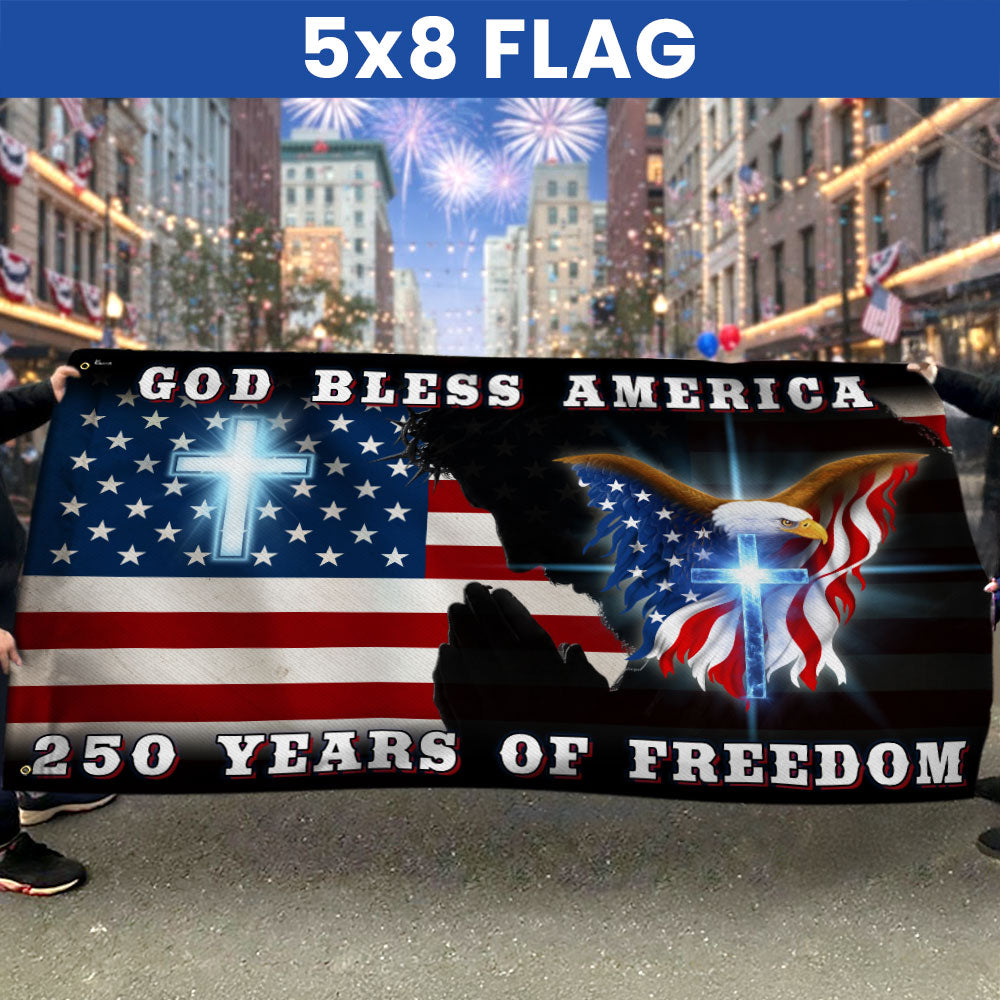 250 Years of Freedom Jesus Christian American Flag, Patriotic God Bless America Grommet Flag