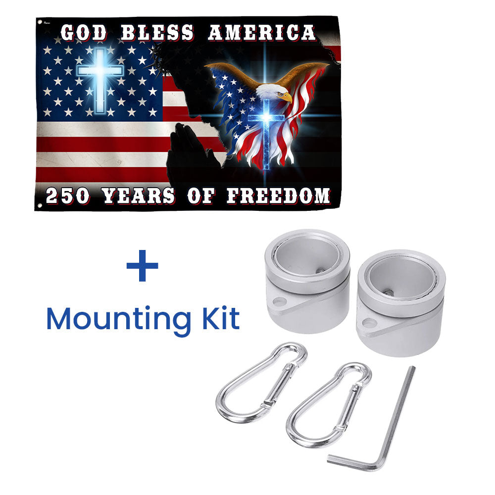 250 Years of Freedom Jesus Christian American Flag, Patriotic God Bless America Grommet Flag