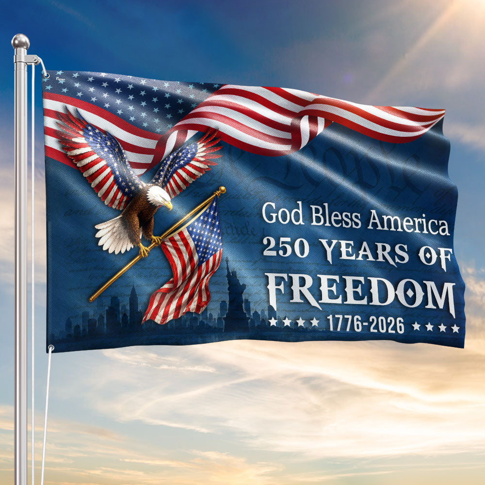 God Bless America 1776 2026 Grommet Flag for Decor 250 Years of Freedom