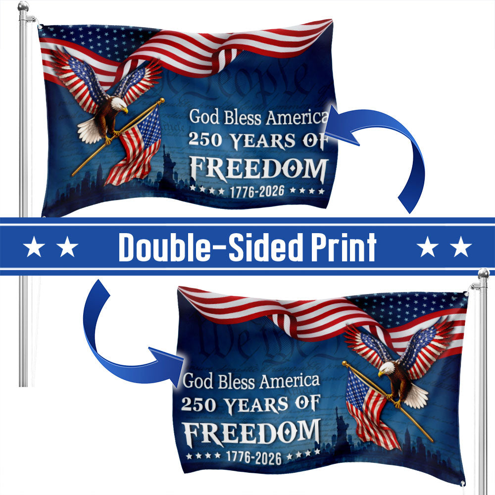 God Bless America 1776 2026 Grommet Flag for Decor 250 Years of Freedom