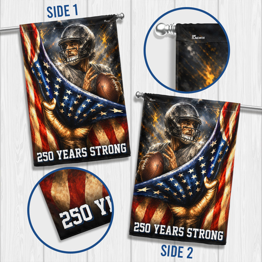 American Football Patriotic Flag, 250 Years Strong Flag Decor for Sports Lovers