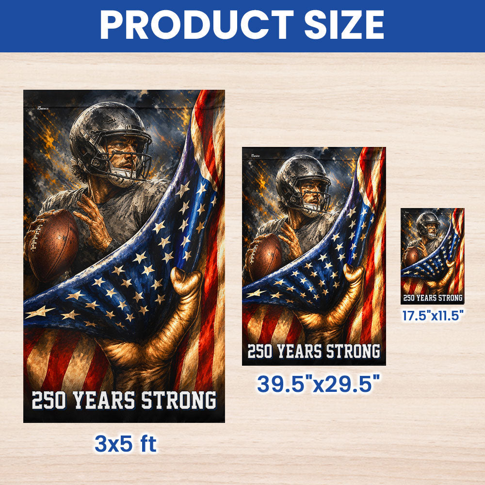 American Football Patriotic Flag, 250 Years Strong Flag Decor for Sports Lovers