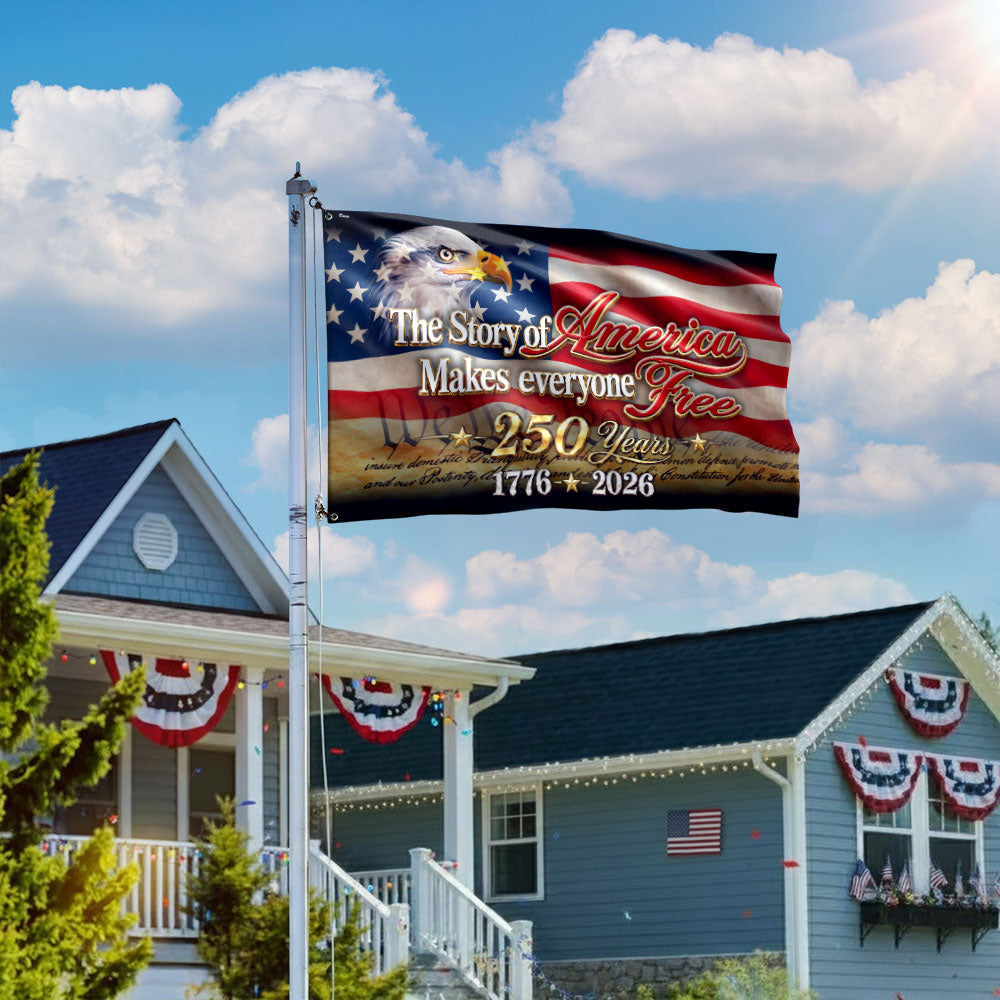 Patriotic The Story of America Grommet Flag for 250 Years of Freedom 1776 2026