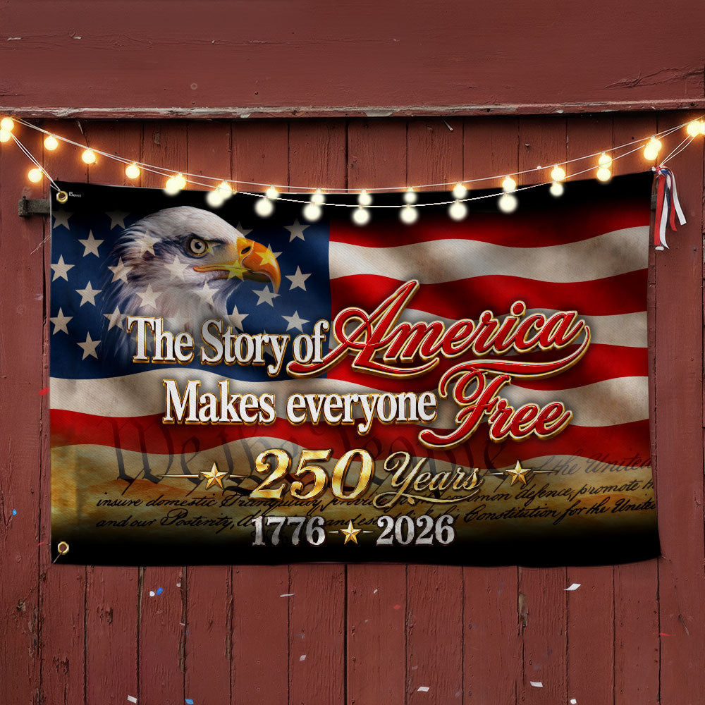 Patriotic The Story of America Grommet Flag for 250 Years of Freedom 1776 2026