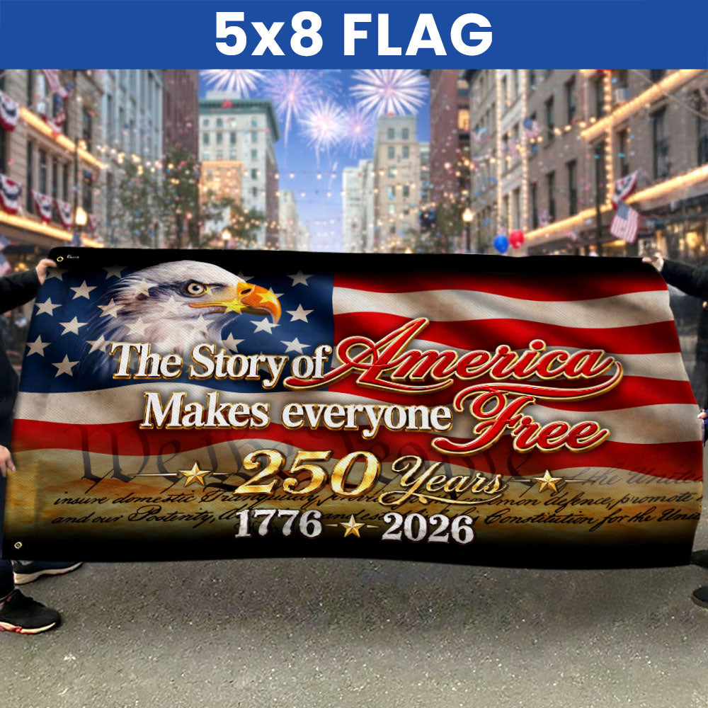 Patriotic The Story of America Grommet Flag for 250 Years of Freedom 1776 2026