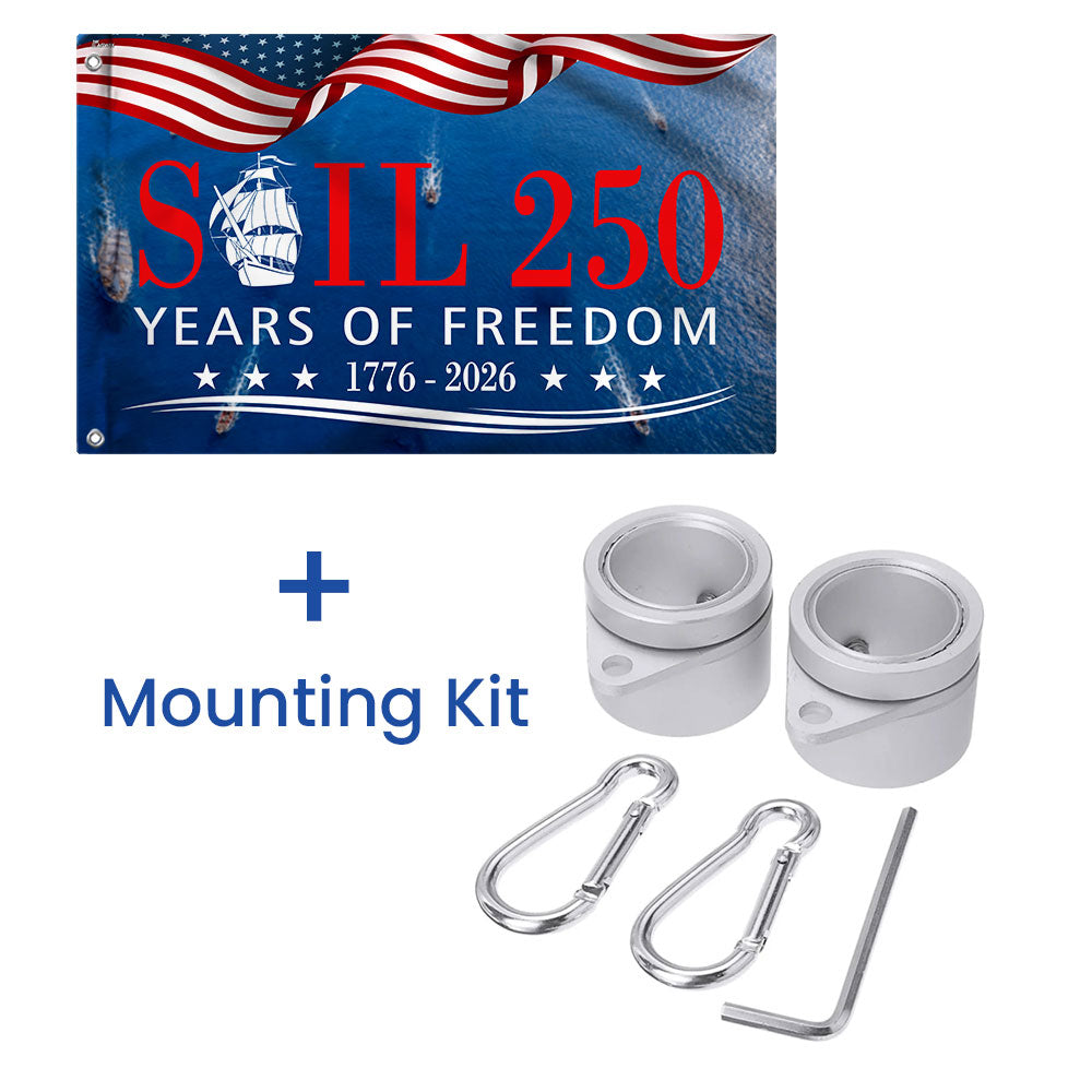 Sail 250 Years of Freedom American Grommet Flag, Patriotic Tall Ships 1776 2026 Decor
