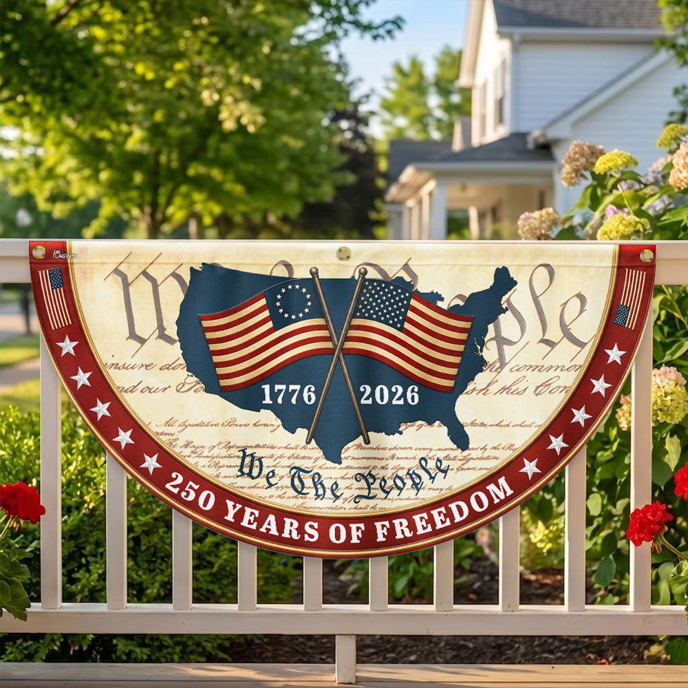We The People 1776 2026 Patriotic Fan Flag, 250 Years of Freedom American Flag Decor