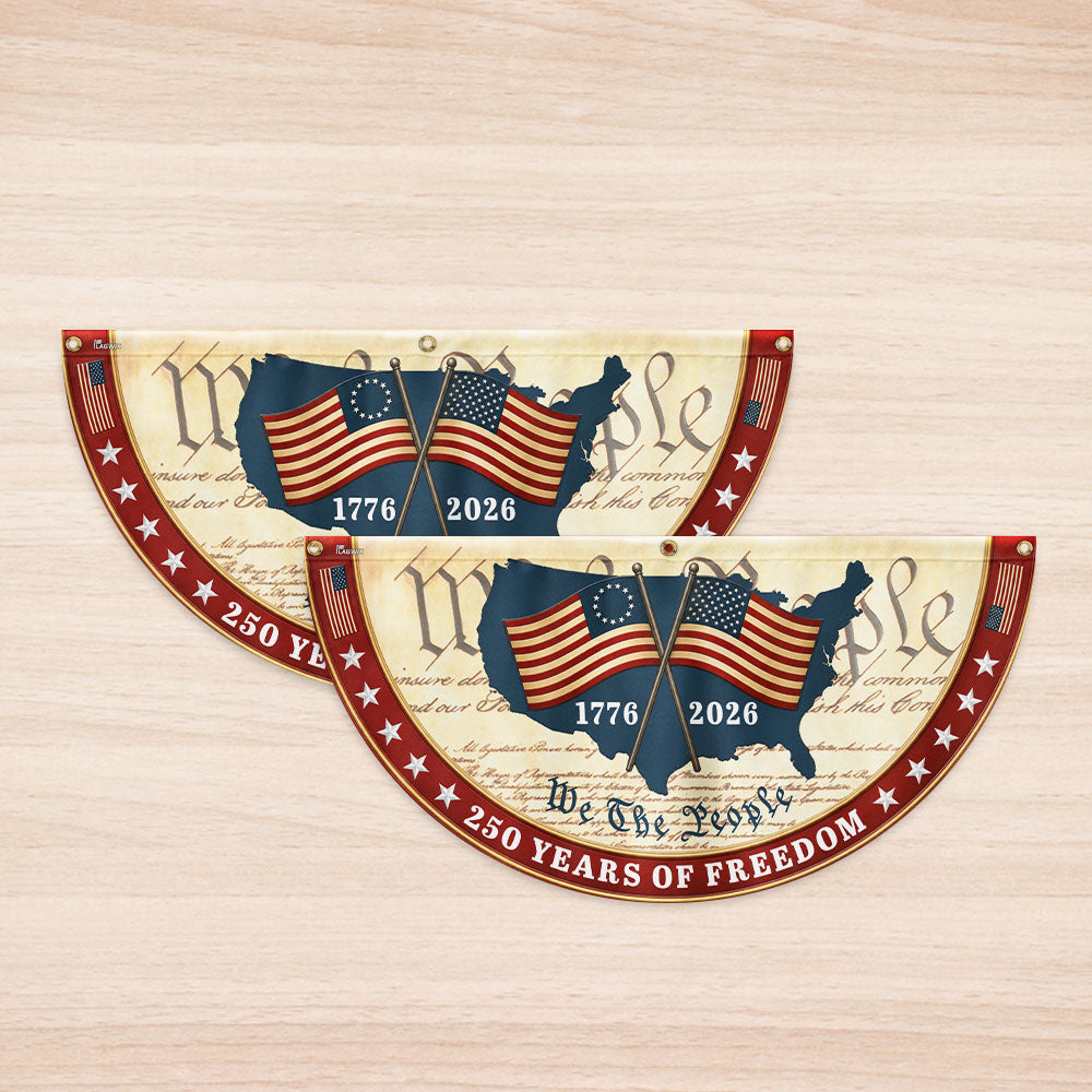 We The People 1776 2026 Patriotic Fan Flag, 250 Years of Freedom American Flag Decor