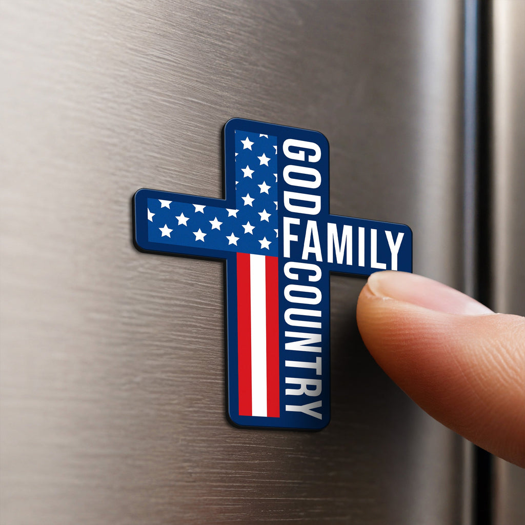 Patriotic Cross God Family Car Magnet for 250 Years of America Christian Decor