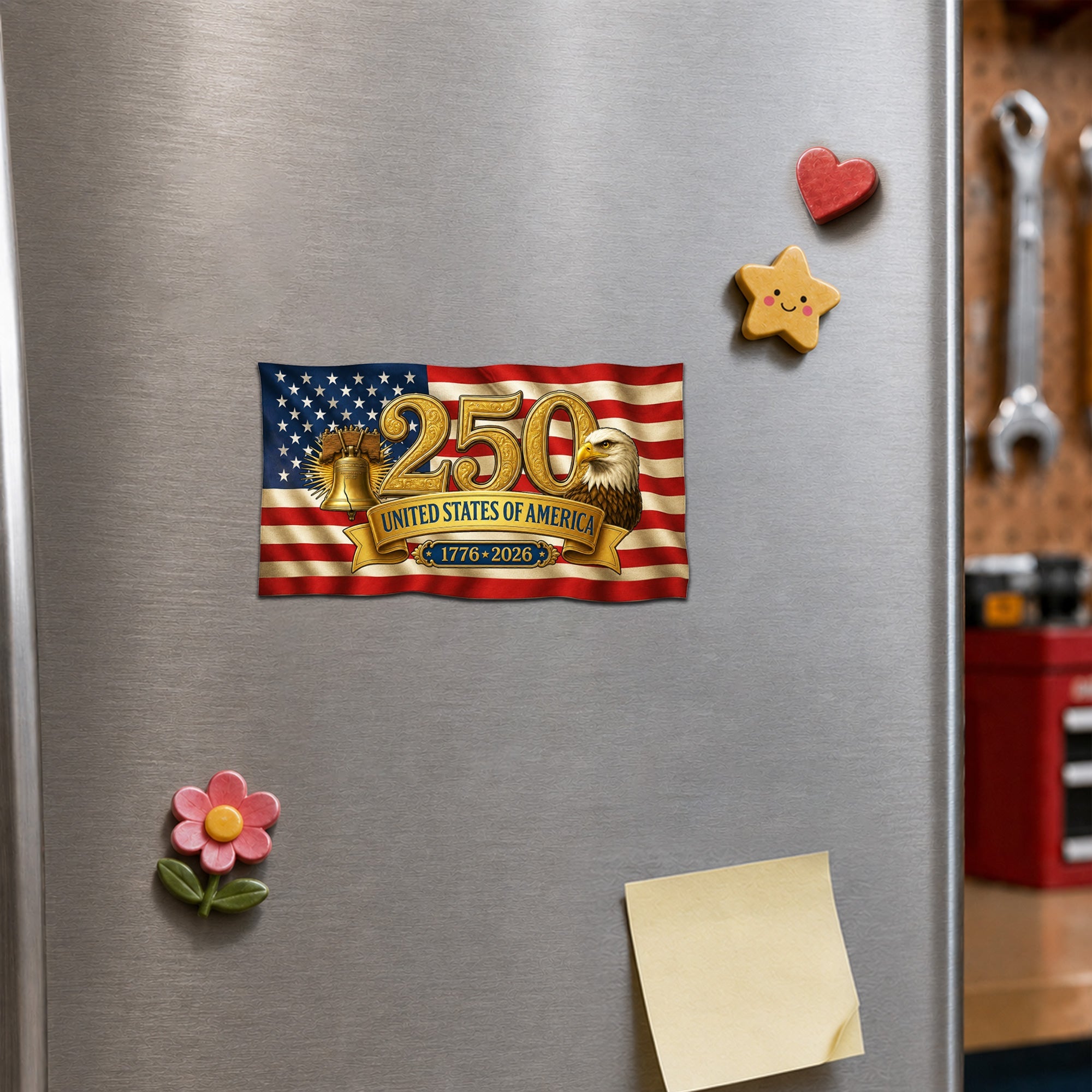 250 Years United States Magnetic Refrigerator Stickers, America 1776 2026 Decor Sticker for Car