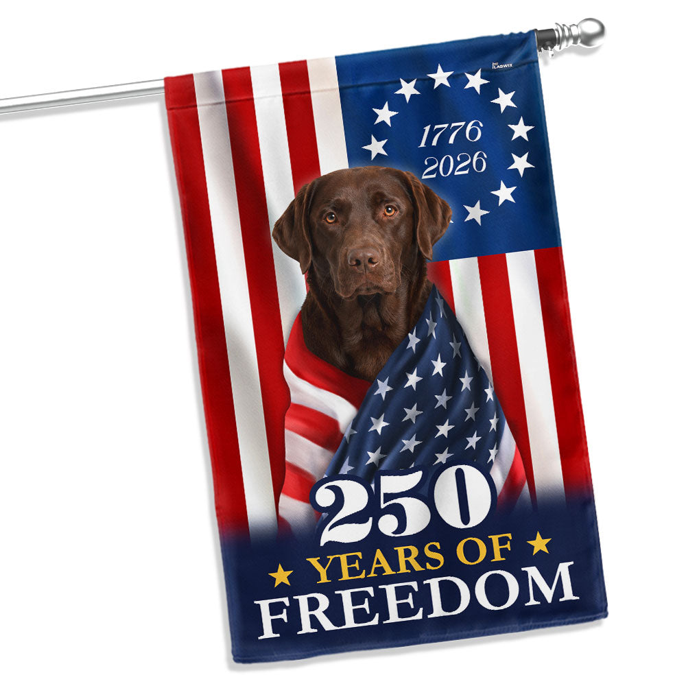 Patriotic Dog Garden Flag, American Chocolate Labrador Retriever 250 Years Flag