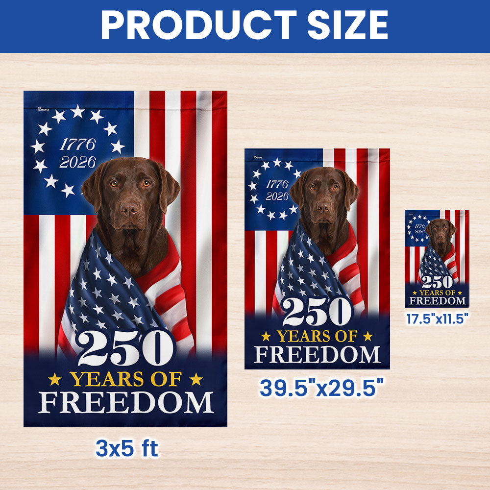 Patriotic Dog Garden Flag, American Chocolate Labrador Retriever 250 Years Flag