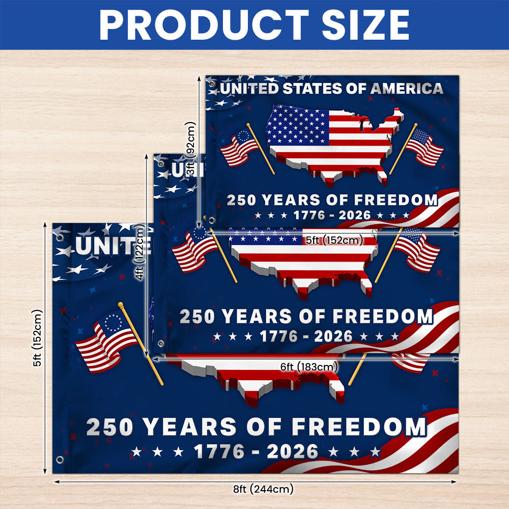250 Years Semiquincentennial United States Grommet Flag Decor for 1776 2026