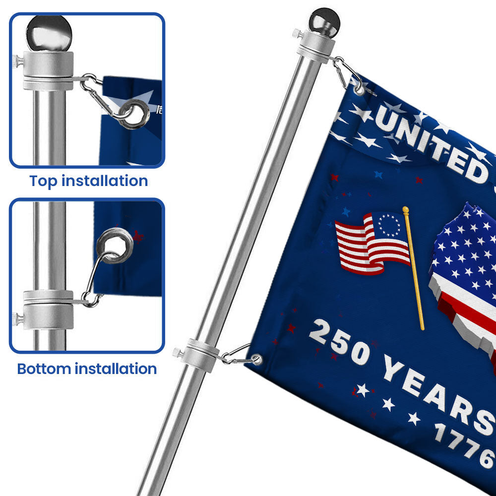 250 Years Semiquincentennial United States Grommet Flag Decor for 1776 2026