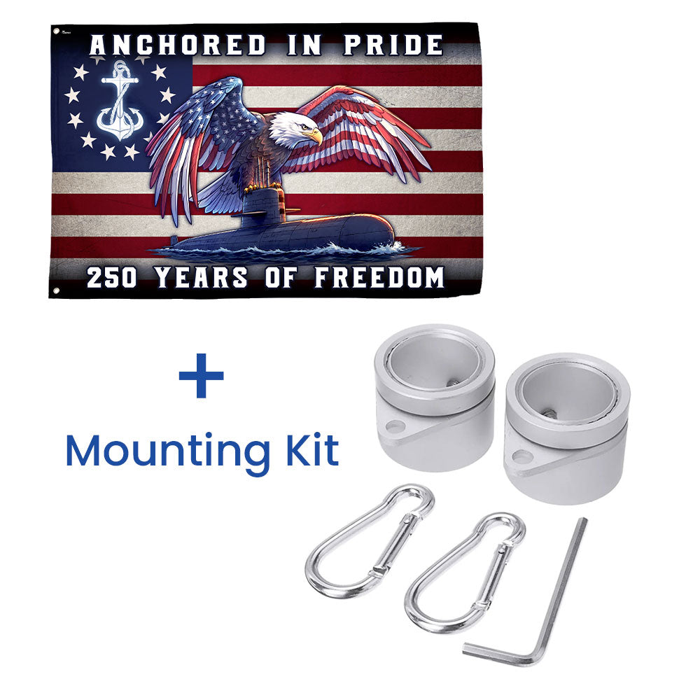 America Navy Flag with Eagle Submarine for 250 Years of Freedom Patriotic Grommet Flag