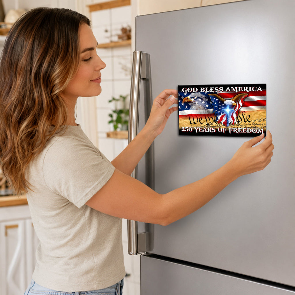 250 Years of Freedom Flag Car Magnet, God Bless America Decor Sticker