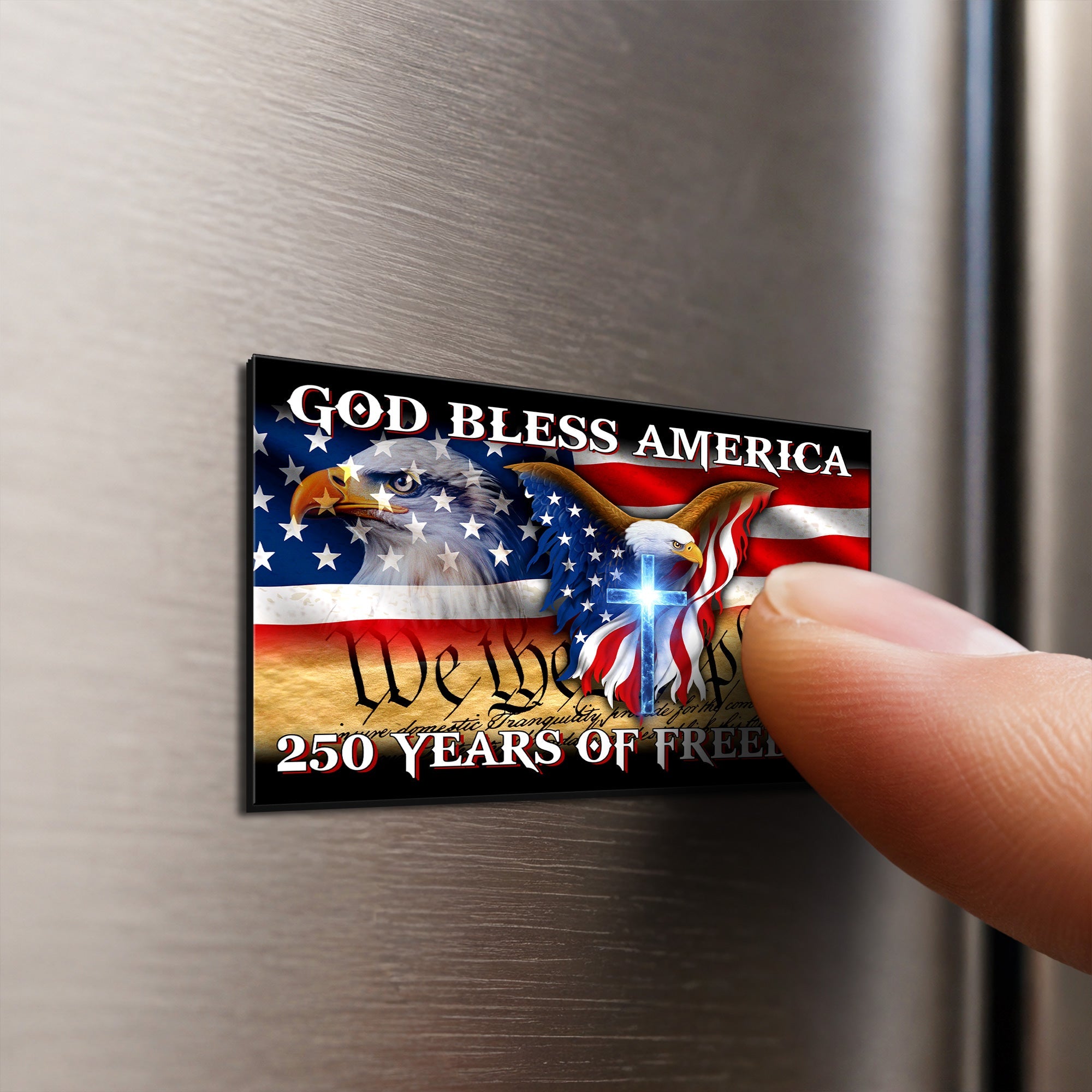 250 Years of Freedom Flag Car Magnet, God Bless America Decor Sticker