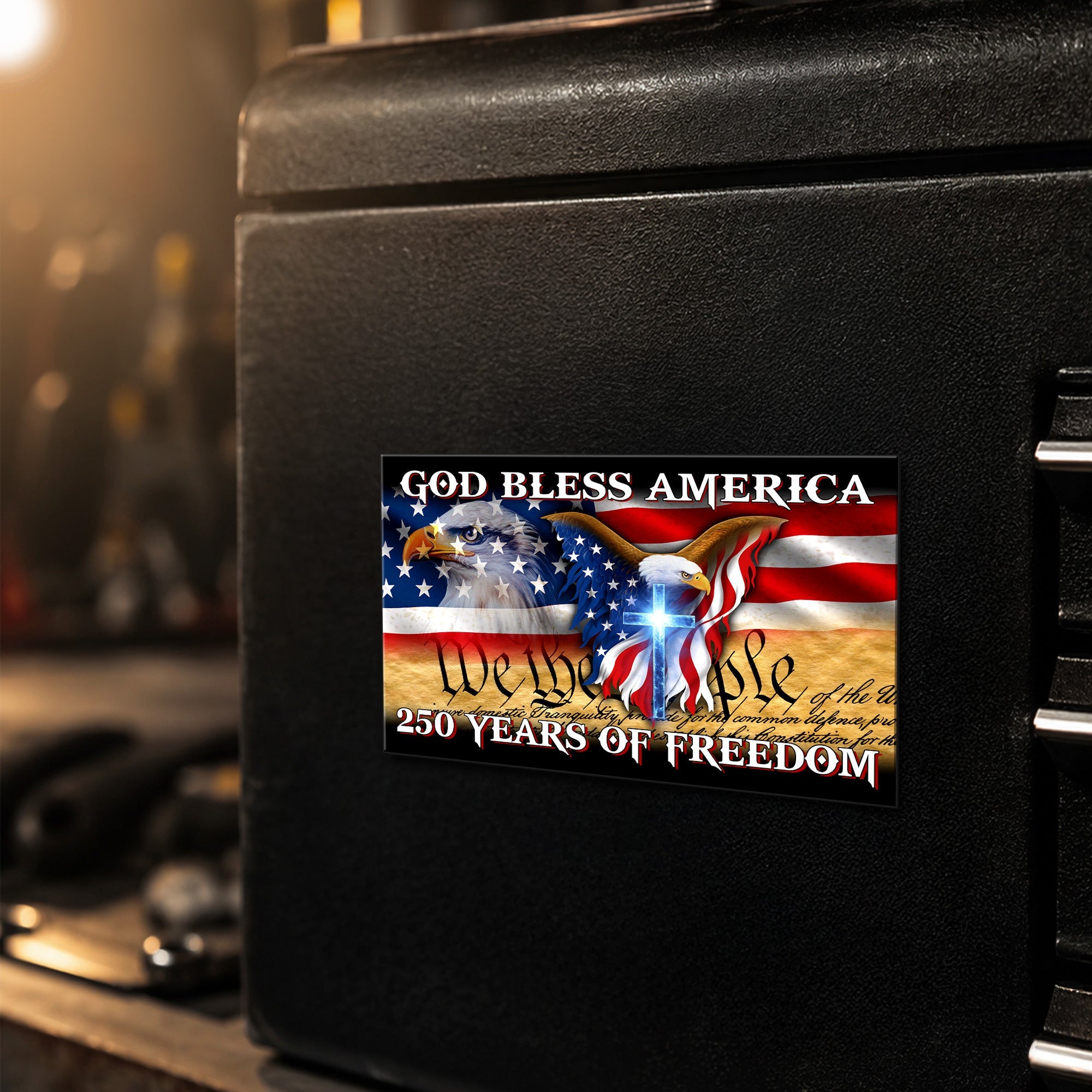 250 Years of Freedom Flag Car Magnet, God Bless America Decor Sticker