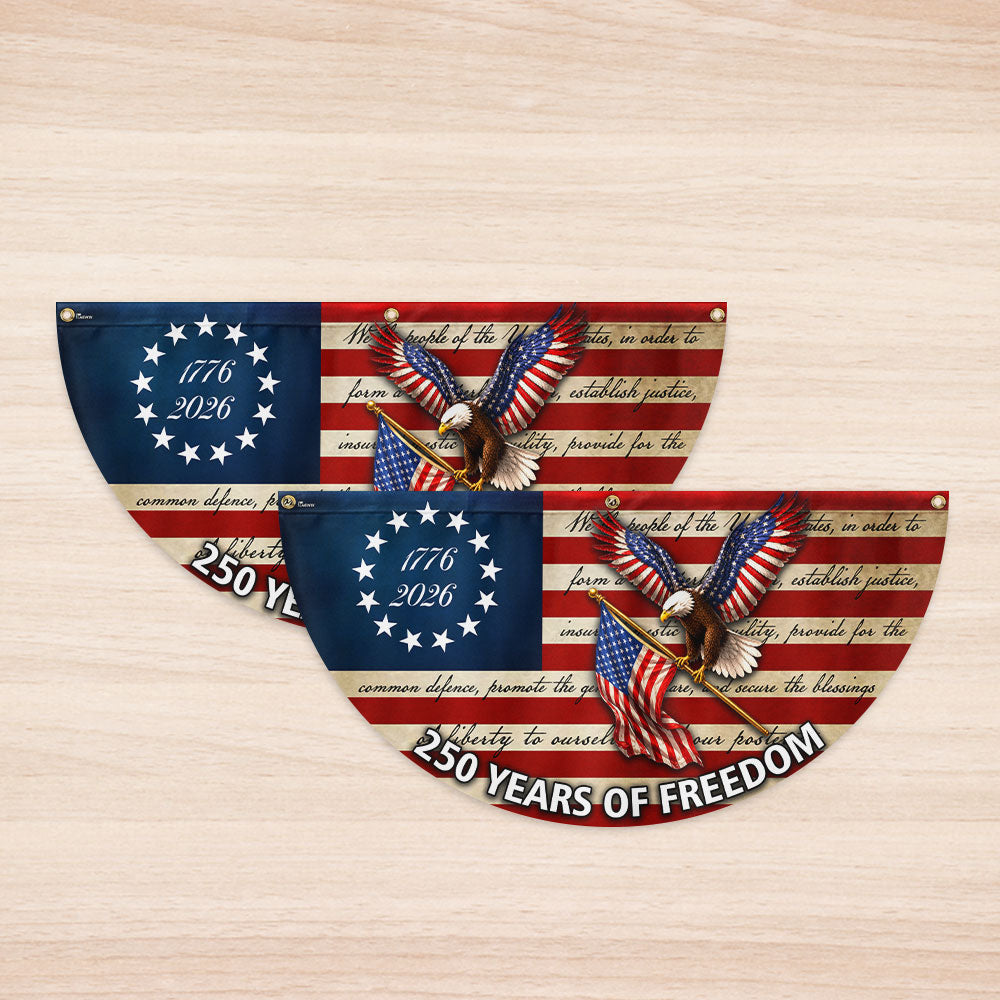 250 Years of Freedom Fan Flag with Eagle We The People Patriotic 1776 2026 Decor