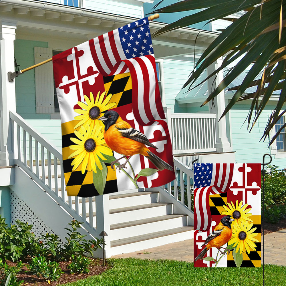 Maryland Black-eyed Susan Flower and Baltimore Oriole Bird Flag MLN1141Fv2 3-Day Shipping