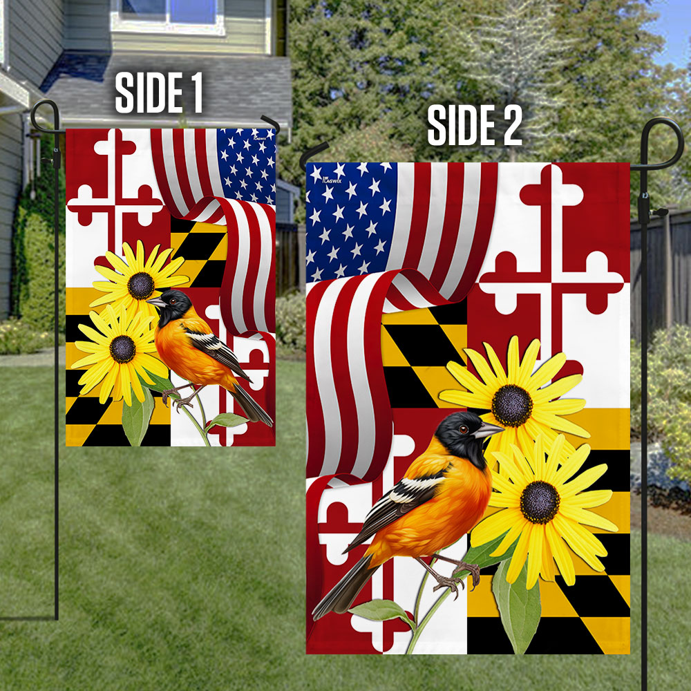 Maryland Black-eyed Susan Flower and Baltimore Oriole Bird Flag MLN1141Fv2 3-Day Shipping