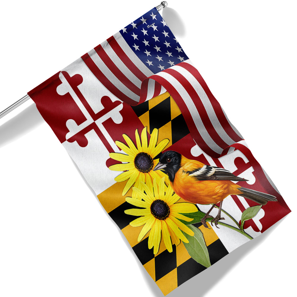Maryland Black-eyed Susan Flower and Baltimore Oriole Bird Flag MLN1141Fv2 3-Day Shipping