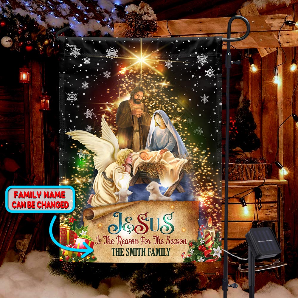 Jesus Christmas Flag Jesus Is The Reason For The Season Christmas Solar LED Garden Flag