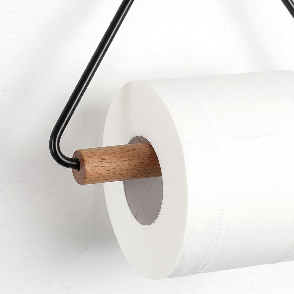 Minimalist Metal Wooden Holder Set - BathTrium